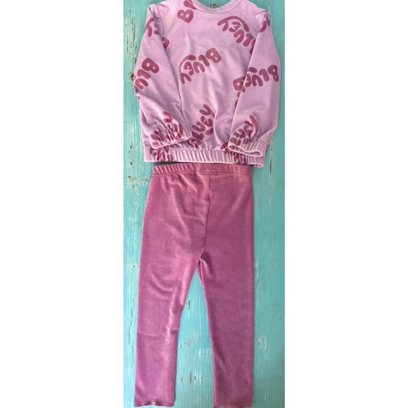 Baby Girls’ Bluey 2 Piece Ribbed Velour Top and Bottom Set Size 2T - Picture 4 of 5